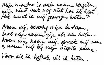 Fragment 'Mijn moeder is mijn naam vergeten'