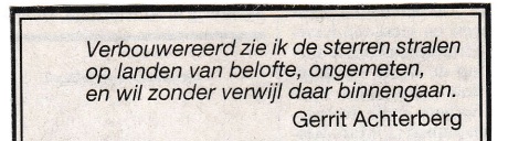 Rouwadvertentie met tekst Gerrit Achterberg