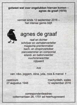 rouwadvertentie Agnes de Graaf