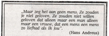 rouwadvertentie met tekst Hans Andreus