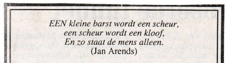 rouwadvertentie met een tekst van Jan Arends