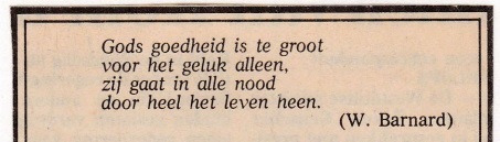 rouwadvertentie met een tekst van W. Barnard