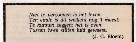 rouwadvertentie met tekst J.C. Bloem