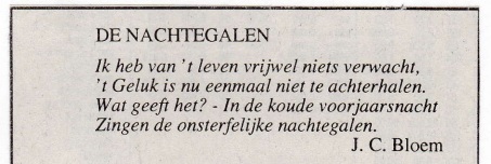 rouwadvertentie met tekst J.C. Bloem