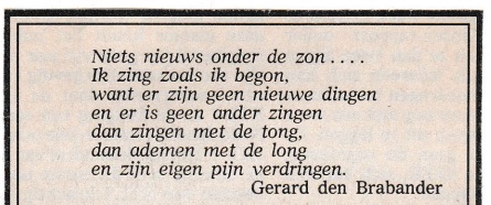 rouwadvertentie met tekst Gerard den Brabander