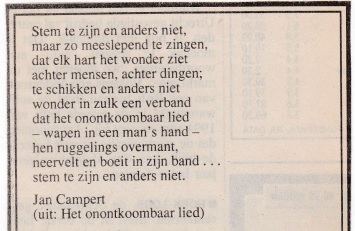 rouwadvertentie met tekst Jan Campert