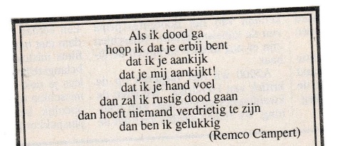 rouwadvertentie met tekst Remco Campert