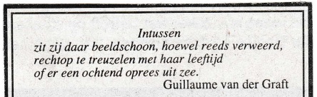 rouwadvertentie met tekst Guillaume van der Graft