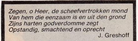 rouwadvertentie met tekst Jan Greshoff