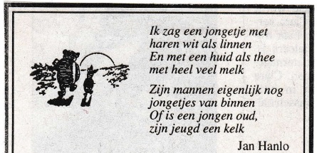 rouwadvertentie met tekst Jan Hanlo