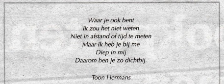 rouwadvertentie met tekst Toon Hermans