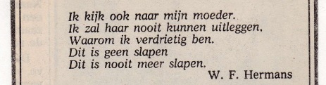 rouwadvertentiemet tekst W.f. Hermans