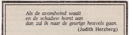 rouwadvertentie met tekst Judith Herzberg