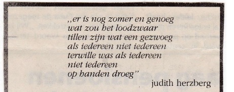 rouwadvertentie met tekst Judith Herzberg