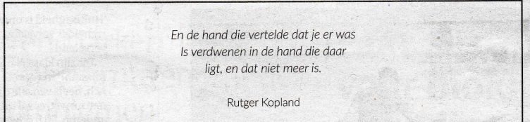 rouwadvertentie met tekst Rutger Kopland