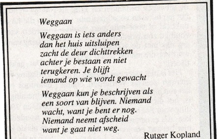 rouwadvertentie met tekst Rutger Kopland