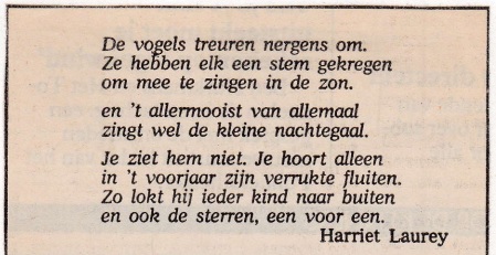 rouwadvertentie met tekst Harriet Laurey