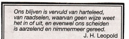 rouwadvertentie met tekst J.H. Leopold