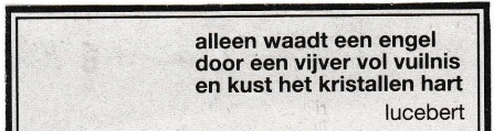 rouwadvertentie met tekst Lucebert