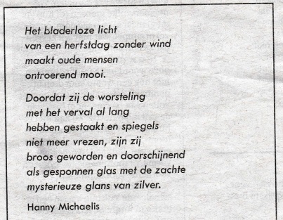 rouwadvertentie met tekst Hanny Michaelis