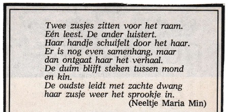 rouwadvertentie met tekst Neeltje Maria Min