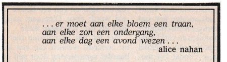 rouwadvertentie met tekst Alice Nahon