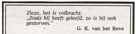 rouwadvertentie met tekst Gerard Reve