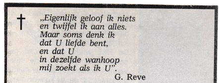 rouwadvertentie met tekst Gerard Reve