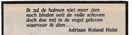 rouwadvertentie met tekst A. Roland Holst