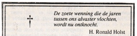 rouwadvertentie met tekst Henriëtte Roland Holst