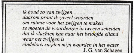 rouwadvertentie met tekst J.C. van Schagen