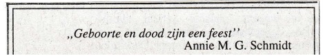 rouwadvertentie met tekst Annie M.G. Schmidt