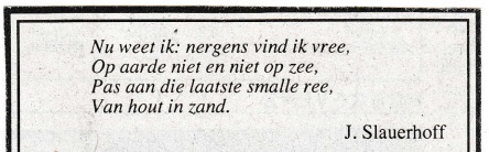 rouwadvertentie met tekst J. Slauerhoff