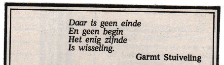 rouwadvertentie met tekst Garmt Stuiveling