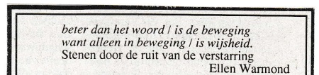 rouwadvertentie met tekst Ellen Warmond