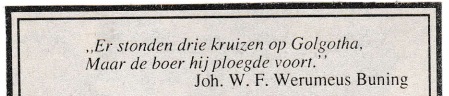 rouwadvertentie met tekst J.W.F. Werumeus Buning